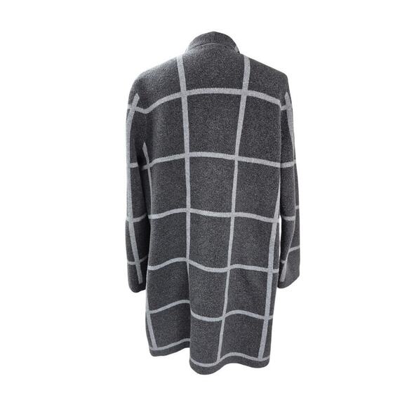 Banana Republic Grid Open-Front Cardigan Sz M Gray White - Picture 3 of 6